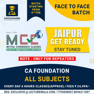 CA Foundation All Subjects Combo Face To Face Regular Batch For Repeater IN Jaipur By Mittal Commerce Classes: Face-to-Face Classes. CA Foundation All Subjects Combo Face To Face Regular Batch For Repeater IN Jaipur By Mittal Commerce Classes: Face-to-Face Classes.