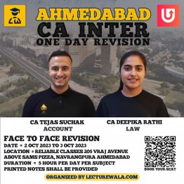 CA Inter Accounts + Law Face to Face One Day Revision Marathon In Ahmedabad By Lecturewala : Face to Face.