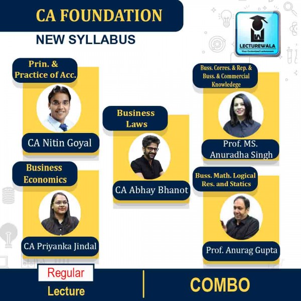 CA Foundation All Subjects Regular Course Combo : Video Lecture+Study Material By Prof. Anurag Gupta,Prof. Ms.Anuradha Singh,CA Nitin Goel, CA Priyanka Jindal & CA Abhay Bhanot(For Nov2022 & May 2023 )