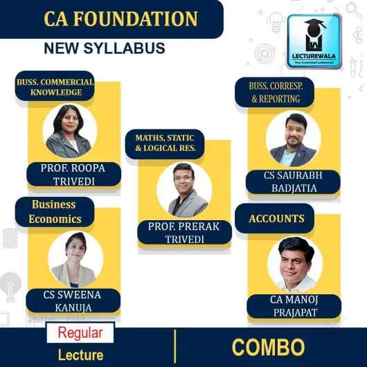 CA Foundation All Subjects Regular Course Combo By Prerak Trivedi, Roopa Trivedi, CA Manoj Prajapat, CS Sweena Kanuja, CS Saurabh Badjatia And Prof. Mridul Dadhich : Pen Drive / Online Classes