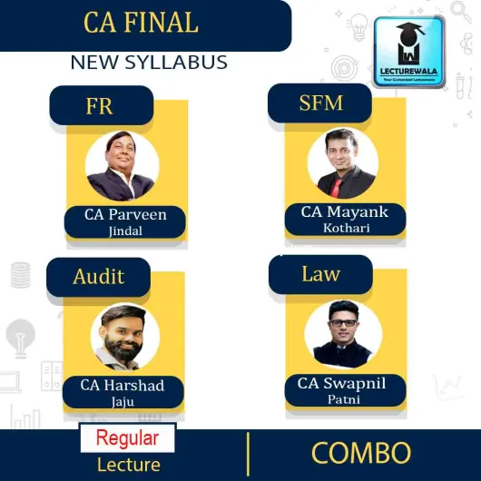 CA Final Group -1 Combo (Sfm + Law + Audit + FR) New Syllabus Regular Course by praveen jindal :& mayank kothari and harshad jaju and swapnil patni : pen drive / online classes.