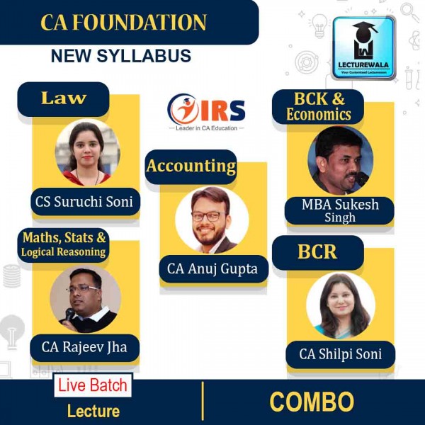 CA Foundation All Subject Combo Regular Course (Live Batch) Video Lecture + Study Material By CA Shilpi Soni, CS Suruchi Soni, CA Rajeev Jha, CA Anuj Gupta & MBA Sukesh Singh (For May 2021 & Onwards) at lecturewala.com