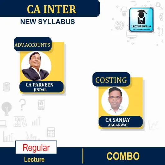 CA Inter Costing (Latest Rec.) & Adv. Accounts Combo by CA Sanjay Aggarwal & CA Parveen Jindal ; PEN DRIVE / ONLINE CLASSES.