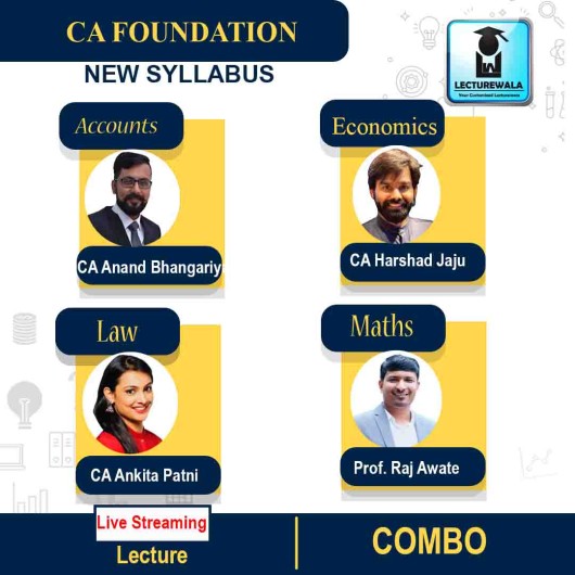 CA Foundation Law, Accounts,Eco. and Maths  Combo Regular Course  : Online classes.