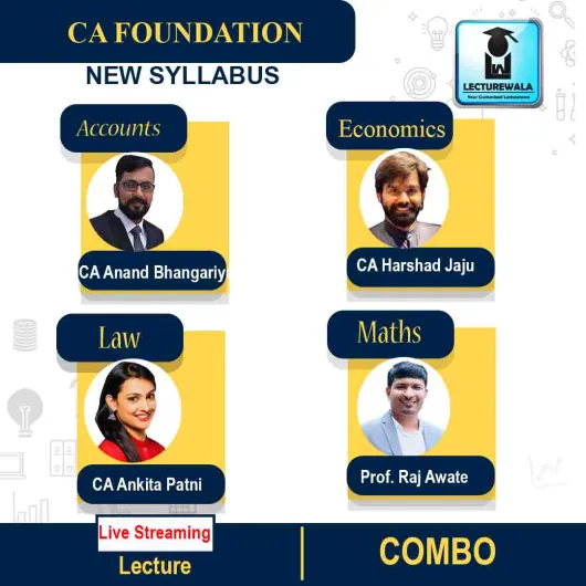 CA Foundation Law, Accounts,Eco. and Maths Combo Regular Course : Online classes. CA Foundation Law, Accounts,Eco. and Maths Combo Regular Course : Online classes.