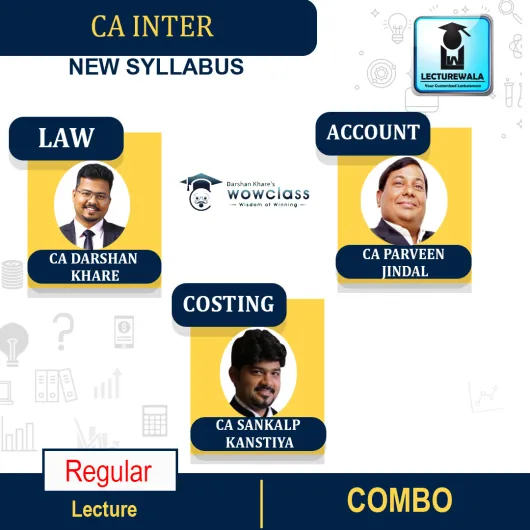 CA Inter Law and Costing and Account Combo Regular Course By CA Sankalp Kanstiya & CA Darshan Khare & CA Parveen jindal : PEN DRIVE / ONLINE CLASSES.