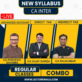 Ca Inter New Syllabus Advanced Account Direct tax And indirect Tax Regular Combo By Ca Parveen Sharma , Ca Vijay Sarda , Ca Raj Kumar For ( Sep 2026 &amp; Jan 2027 )