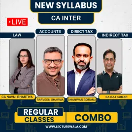 CA INTER GROUP 1 COMBO NEW LIVE BATCH BY ADV ACC - CA Parveen Sharma , LAW - Ca Cs Navni Bhartiya , DT - CA BHANWAR BORANA , GST - CA RAJKUMAR