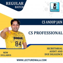CS Professional Secretarial Audit and Due Diligence New Syllabus Regular Course : Video Lecture + Study Material by CS Anoop Jain (For Dec 2021, June 2022, Dec 2022)
