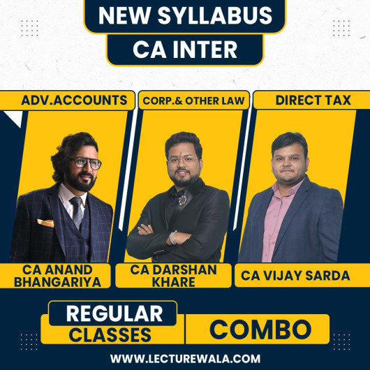 CA Anand Bhangariya Adv. Accounts, CA Darshan Khare Law & CA Vijay Sarda Direct Tax Combo regular Online Classes For CA Inter: Pen Drive & Google Drive Classes