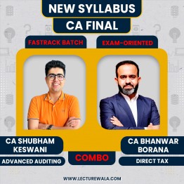CA Final DT Fastrack (Exam Oriented) & Audit Fastrack (COMBO) By CA Bhanwar Borana & CA SHUBHAM KESWANI: Online / Pendrive classes