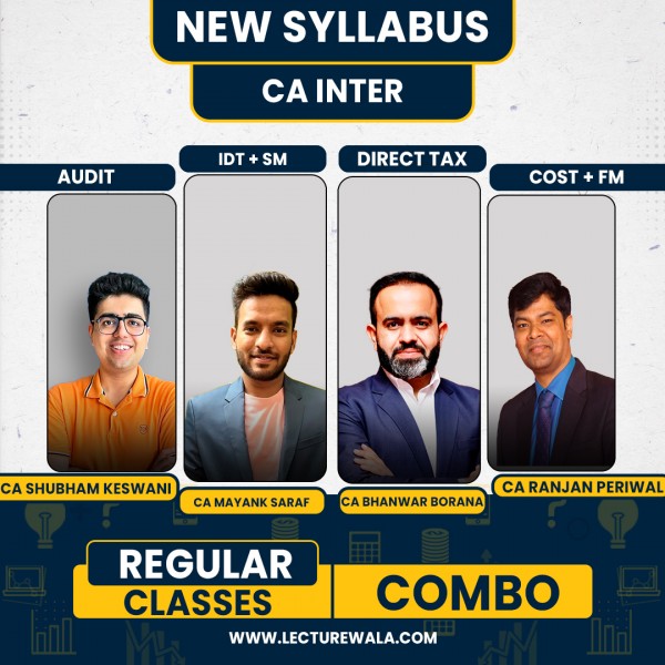 CA Inter New Syllabus 5 Subjects Combo (500 Marks) - Cost + FMSM + Tax + Adv Accounts Combo Regular Classes by CA Ranjan Periwal Classes : Online Classes