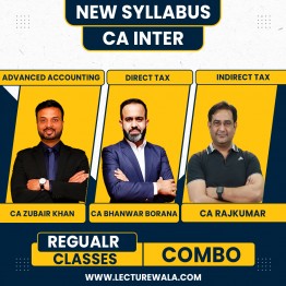 CA Inter New Syllabus Adv.Accounts + Taxation regular Combo Classes By CA Zubair Khan,CA Bhanwar Borana & CA Rajkumar: Pen Drive / Online Classes