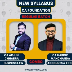 CA Foundation Accounts, Economics & Business Laws Regular Batch Combo By CA Arjun Chhabra & CA Hardik Manchanda 