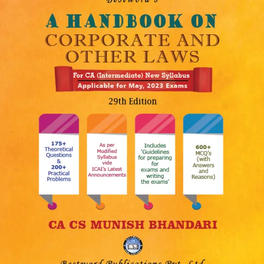 CA Inter Corporate & Other laws ( 29th Edition ) A HandBook Book by CA CS Munish Bhandari (For May 2023)