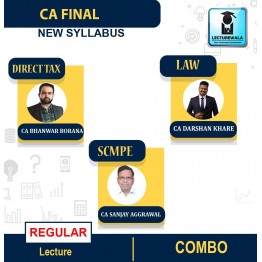 CA Final Combo SCMPE (Latest Rec.), LAW & DT Regular Course : Video Lecture + Study Material By CA Sanjay Aggarwal, CA DARSHAN KHARE &CA BHANWAR BORANA (For NOV 2022 )
