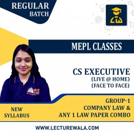 CS EXECUTIVE (NEW SYLLABUS) - COMPANY LAW & ANY 1 LAW PAPER COMBO - LIVE AT HOME + FACE TO FACE + RECORDED BATCH BY MEPL CLASSES