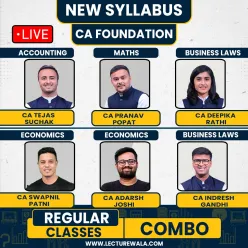 Quantitative Aptitude by Pranav Popat Economics by CA Swapnil Patni & CA Adarsh Joshi Accounting by Tejas Suchak Business Laws by CA Deepika Rathi , CA Indresh Gandhi Regular Batch For CA Foundation