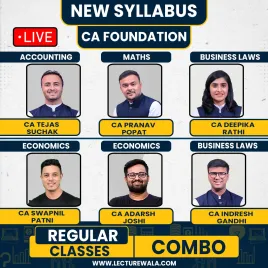 Quantitative Aptitude by Pranav Popat Economics by CA Swapnil Patni &amp; CA Adarsh Joshi Accounting by Tejas Suchak Business Laws by CA Deepika Rathi , CA Indresh Gandhi Regular Batch For CA Foundation