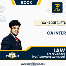 CA Inter Law Combo- VOL 1 & 2 + Compact Book + MCQ Booklet (Set of 4 Books) By CA Harsh Gupta: Study Material