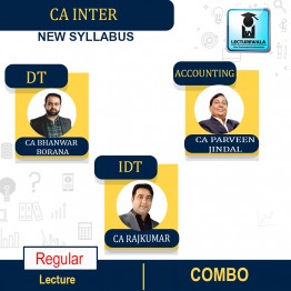 CA Inter Combo (accounting + DT + IDT ) Regular Crouse : Video Lecture + Study Material By CA Parveen jindal / CA Rajkumar  & CA Bhanwar Borana (For  Nov 2022)