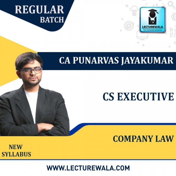 CS Executive Paper 2 – Company Law Regular Course New Syllabus By CA Punarvas Jayakumar: Pen drive / Online Classes.