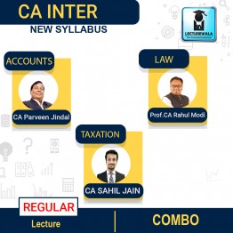 CA Inter Accounts & law & Taxation Combo Regular Course By CA Sahil Jain & CA Parveen Jindal & Prof.CA Rahul Modi: PEN DRIVE / ONLINE CLASSES.