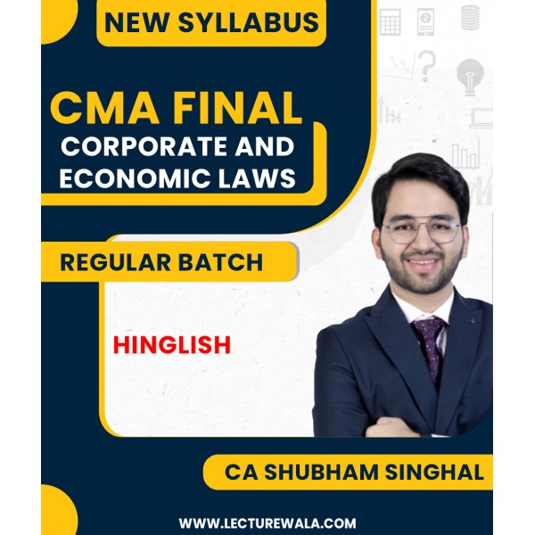 CMA Final Law Paper 13 Corporate and Economic Laws – Jun’24 and Dec’24 By CA Shubham Singhal: Pen Drive  / Online Classes.