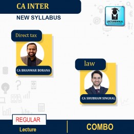 CA Inter Group 1 Combo - Law, DT - Regular In-Depth Batch By CA Shubham Singhal, CA Bhanwar Borana: Pen Drive / Online Classes.