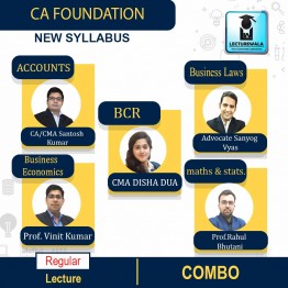 CA Foundation Combo (Account + Eco + Maths + Law + BCR)  Regular Course : Video Lecture + Study Material By CA / CMA Santosh Kumar, Prof Vinit Kumar, Prof Rahul Bhutani, Advocate Sanyog Vyas   & CMA Disha Dua (For May . 2022 