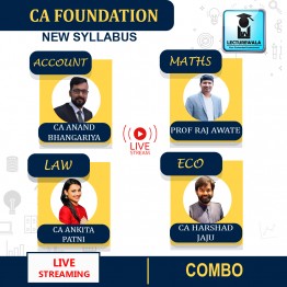 CA Foundation Law, Accounts,Eco. & Maths Live Streaming Combo Regular Course  : Video Lecture + Study Material Live  + free test series By CA Ankita Patni, CA Anand Bhangariya, CA Harshad Jaju & CA Prof. Raj Awate  ( For May 