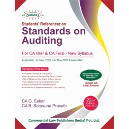 CA Inter Students Referencer On Standards On Auditing : Study Material By CA G. Sekar CA B. Saravana Prasath (For Nov. 2022 And May 2023)