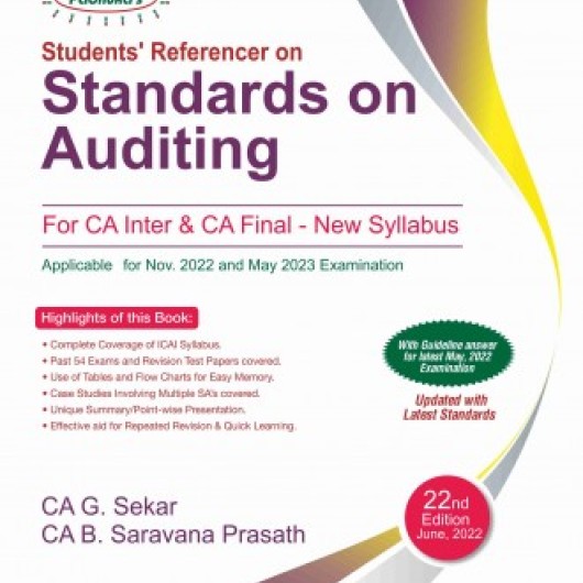 CA Inter Students Referencer On Standards On Auditing : Study Material By CA G. Sekar CA B. Saravana Prasath (For Nov. 2022 And May 2023)