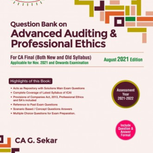 CA Final Question Bank On Advanced Auditing & Professional Ethics : Study Material By CA G. Sekar (For Nov. 2022 and Onwards) CA Final Question Bank On Advanced Auditing & Professional Ethics : Study Material By CA G. Sekar (For Nov. 2022 and Onwards)