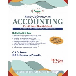 CA Inter Ready Referencer On Accounting  : Study Material By CA G. Sekar CA B. Saravana Prasath  (For Nov. 2022 and Onwards)