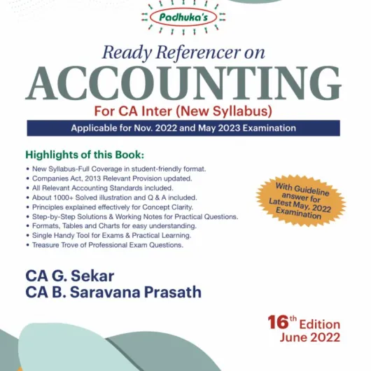 CA Inter Ready Referencer On Accounting : Study Material By CA G. Sekar CA B. Saravana Prasath (For Nov. 2022 and Onwards)