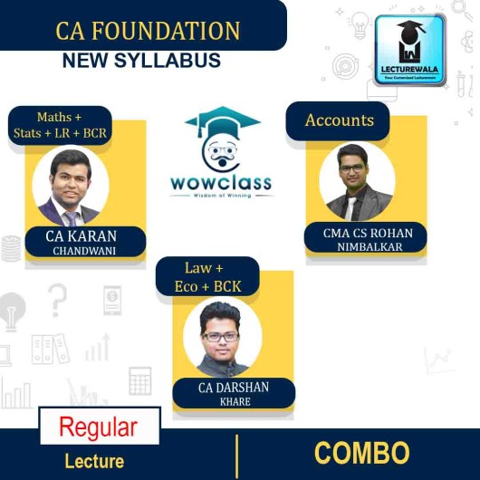 CA Foundation All Subject Combo Regular Course : Video Lecture + Study Material By CA Darshan Khare , CMA CS Rohan Nimbalkar & CA Karan Chandwani (For Nov. 2021 & May 2022)