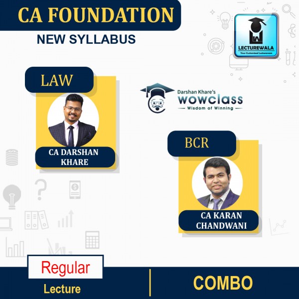 CA Foundation All Subject Combo Regular Course : Video Lecture + Study Material By CA Darshan Khare , CA Rohan Nimbalkar & CA Karan Chandwani (For Nov. 2021 & May 2022)