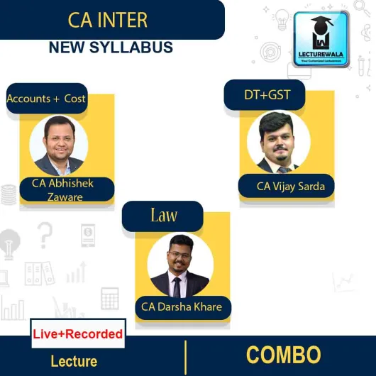 CA Inter Group - I Combo (Law + Tax + Cost + Account ) Live + Recorded New Batch Full Course By CA DARSHAN KHARE & CA VIJAY SARDA & CA ABHISHEK ZAWARE : Pen Drive / Live Online Classes