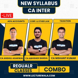 CA Inter New Syllabus Group 1 Live Regular Combo Classes By CA Anshul Agarwal, CA Abhishek Bansal and Nishant Kumar : Live Online Classes