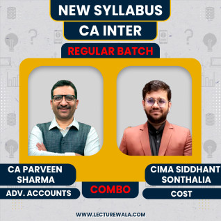CA Parveen Sharma Adv Accounts & CIMA Siddhant Sonthalia Cost & Management Accounting Combo Regular Online Classes For CA Inter : Online Classes.  CA Parveen Sharma Adv Accounts & CIMA Siddhant Sonthalia Cost & Management Accounting Combo Regular Online Classes For CA Inter : Online Classes.