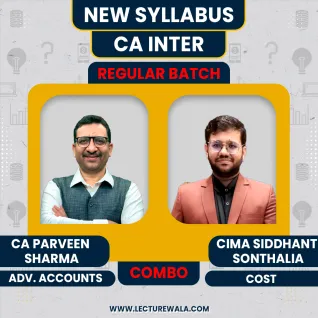CA Parveen Sharma Adv Accounts & CIMA Siddhant Sonthalia Cost & Management Accounting Combo Regular Online Classes For CA Inter : Online Classes.  CA Parveen Sharma Adv Accounts & CIMA Siddhant Sonthalia Cost & Management Accounting Combo Regular Online Classes For CA Inter : Online Classes.