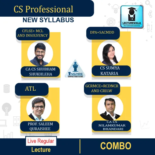 CS Professional Combo - (DPA + ATL + GCRMCE + RCDNCR +SACMDD + CRILW +CFLSE +MCS + Insolvency ) New Syllabus : Video Lecture + Study Material by Inspire Academy (For Dec 2022 & june 2023)