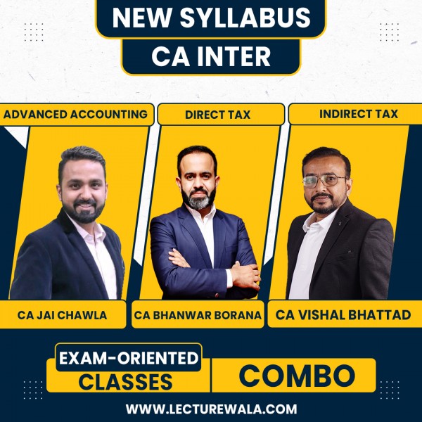 CA Inter Combo (Adv.Acc.,GST and DT) ICAI New Exam-Oriented Batch by Vsmart Academy : Pen Drive Live Online Classes 