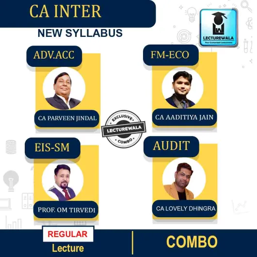 CA INTER Group 2 combo Regular Course By CA Parveen Jindal & Prof Om Trivedi & CA Aaditya Jain & CA Lovely Dhingra : Pen drive / Online classes. 
