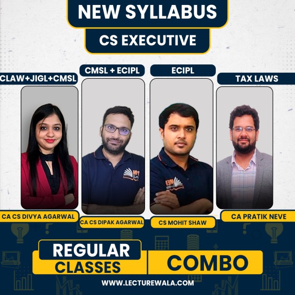 CS EXECUTIVE (NEW SYLLABUS) - Both Group All Papers Combo Except CAFM BY CA/CS Dipak Agarwal & Mohit Shaw & CA CS Divya Agarwal & CA PRATIK NEVE (MEPL CLASSES)