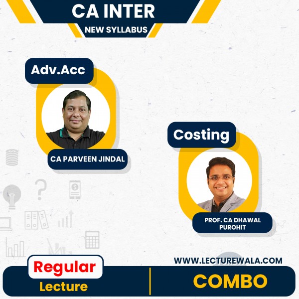 CA Inter Account & Cost Combo Regular Course By CA Parveen Jindal  & Prof. CA Dhawal Purohit ; PEN DRIVE / ONLINE CLASSES. 