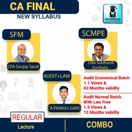 CA FINAL  SFM & SCMPE & Audit Economical Batch Or Audit Regular Batch With law Free  Combo New Syllabus Regular Course : Video Lecture + Study Material By CA Pankaj Garg &  CA Sanjay Saraf & CMA Siddhanth Sonthalia  (For  Nov