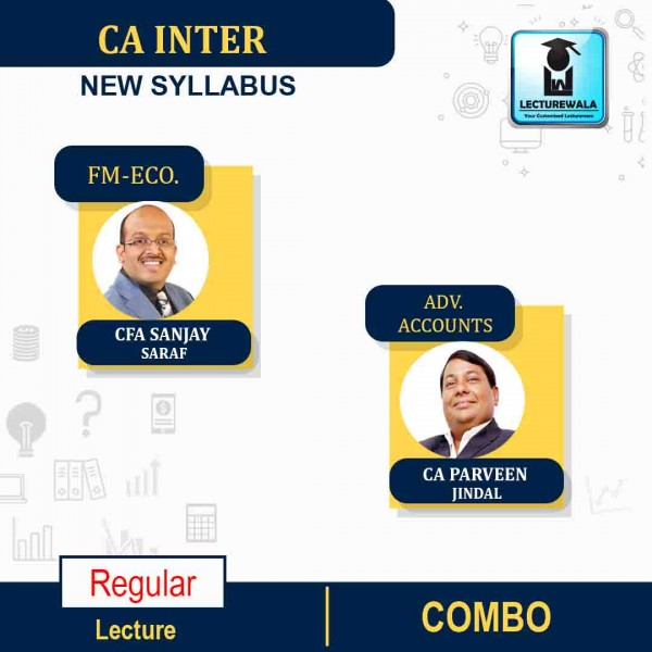 CA Inter Adv. Accounts & FM Eco Combo Regular Course By CA Parveen Jindal and CFA Sanjay Saraf : PEN DRIVE / ONLINE CLASSES.
