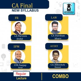 CA Final Group-1 Combo (FR + SFM + AUDIT + LAW) Regular Course by CA Parveen Jindal, CA Abhishek Bansal, CFA Sanjay Saraf & CA Darshan Khare ; PEN DRIVE / ONLINE CLASSES. 